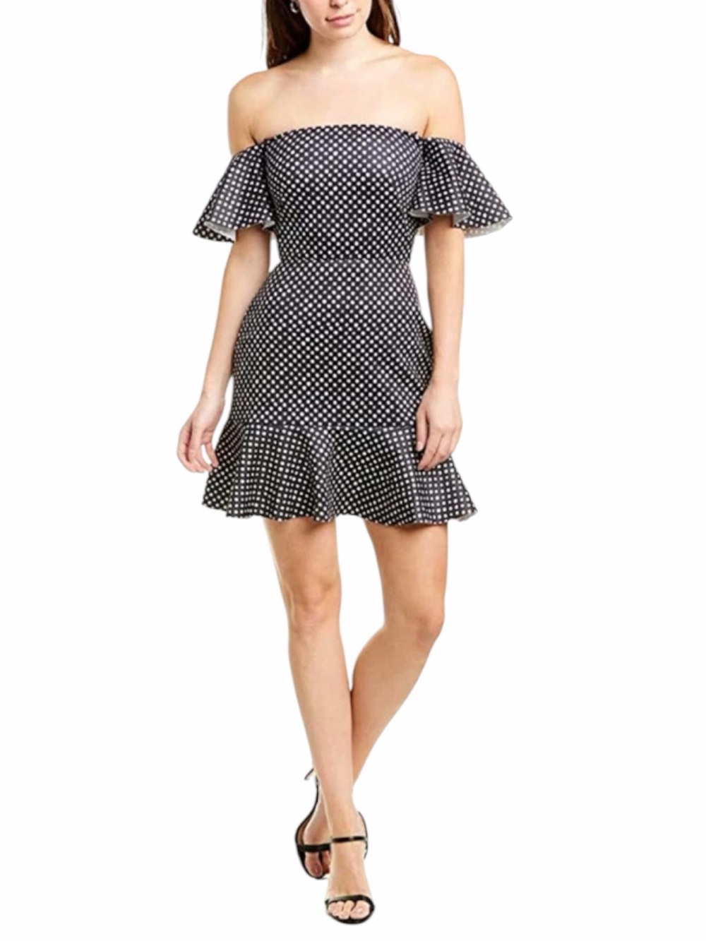 Saloni Amelia black and white polka dot dress size 12